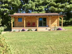 Image of Couples getaway TINY Log Cabin by the pine trees