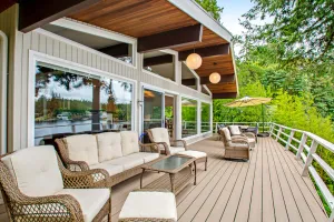 Image of Lakefront home with private dock, paddleboat, fast WiFi, deck, grill & W\/D