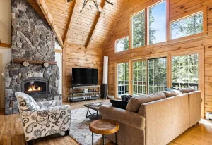 Image of Modern Log Cabin, Cozy Fireplace | Cabin Fever
