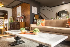 Image of Cozy, pet friendly, Mid-Century style home loaded with books, movies, games.