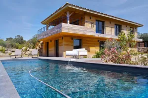 Image of Cozy wooden villa, with pool, sea view, close to beaches