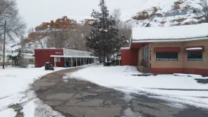 Image of 1960's roadside motel in mountain country, Summit County, Utah near Park City
