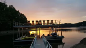 Image of Magnificent Lake Lanier Home-Indonesian Decor-Huge Party Dock