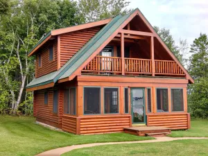 Image of LOG CABIN ON LAKE HURON Centered Between Mackinaw City and Cheboygan