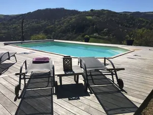 Image of Architect house with swimming pool, panoramic view, beautiful expo