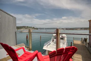 Image of Charming Studio with Kitchenette has Bayfront Deck Overlooking Newports Harbor!