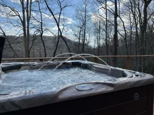Image of Wonderful cabin tucked in the woods /w Hot tub