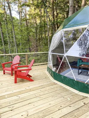 Image of Heated,  Seasonal Modern Geo-Dome in woods with heat and AC