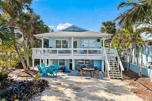 Image of Oceanfront w\/Private Yard! Barefoot Beach Cottage & Steps to Downtown!