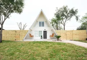 Image of A pet friendly A-Frame with a hot tub & fire pit!