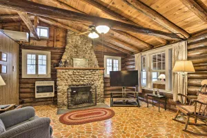 Image of Lakefront 1930s Log Cabin with Dock and Fire Pit!