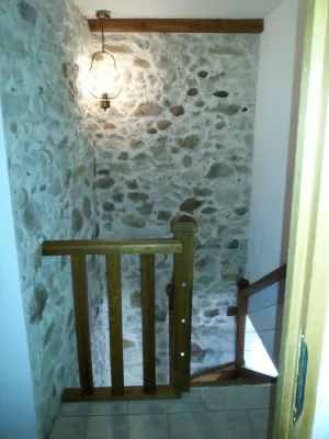 Image of Beautiful village house with stone walls, air conditioning in bedrooms