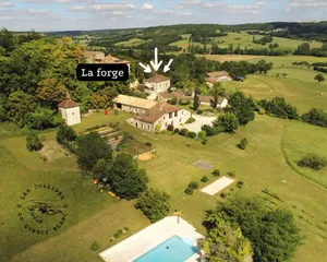 Image of \"La Forge\" typical Quercy house with view of the hills