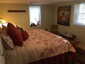 Image of King Bed in Farmhouse on rural sheep and goat farm