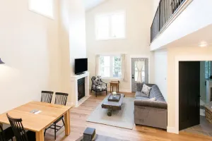 Image of Unique Silo Suite with Jacuzzi Tub, Kitchen, Fireplace, Living Room
