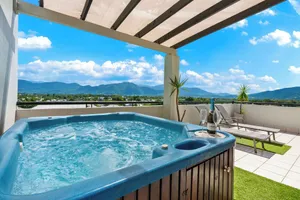 Image of Cairns Penthouse - Private Rooftop Outdoor Gym, Spa & TV Area with Sunset & Mountain Views