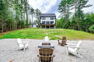 Image of Air conditioning, hot tub, fire pit. Stylish comfort in the Maine Mountains