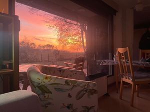 Image of Rural garden house with fireplace and natural panorama