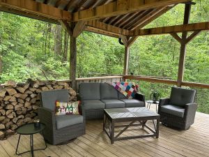 Image of Cozy Love Shack: Rustic Log Cabin, Outdoor Living Room\/Treehouse, & Fireplaces