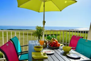 Image of Sea view Guidel beach heated pool vacation cottage Brittany seaside