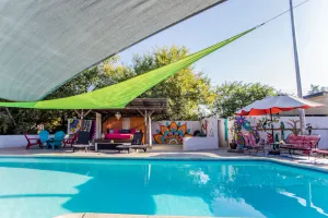 Image of Vibrant Bohemian Loft Apartment with Shared Pool, Garden & Colorful Murals