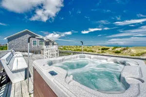 Image of Beachfront home with private hot tub, washer\/dryer, & central AC - dogs OK