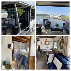 Image of Driftwood Cozy Houseboat on the Water for 2