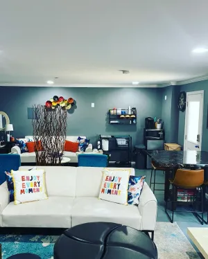 Image of The Classy Cave! A spacious, basement suite hideaway w\/ hotel style kitchenette.