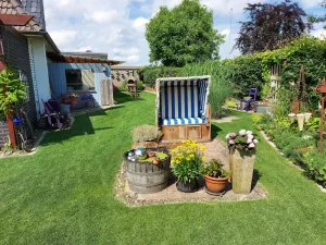 Image of Apartment and more .... Creative garden with fire pit and barbecue