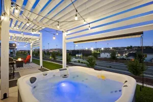 Image of New house!! Outdoor Hot tub with beautiful sunset views
