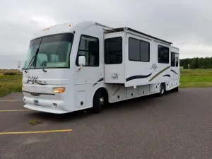 Image of RV Life on a Beautiful lake with sunsets, great fishing, swimming and peace.