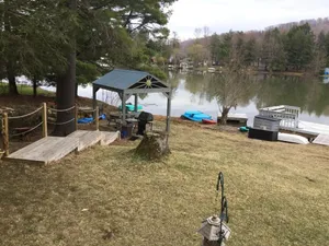 Image of Quiet Lakefront Retreat nestled in the woods.