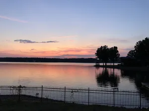 Image of Private Lakefront Log House with Boat Dock