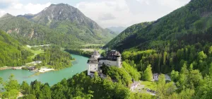 Image of historic country house near the lake at the national park near the ski area Hinterstoder