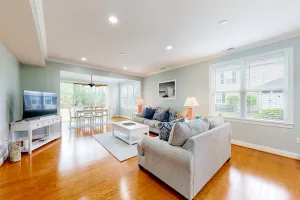 Image of Bayville Shores townhome with a modern interior, AC, & W\/D - pool access