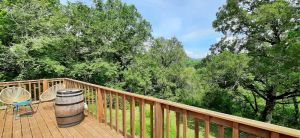 Image of Wooden house with terrace on stilts and superb view