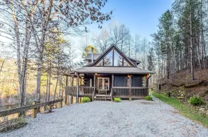 Image of Beautiful Lake Front Log Cabin with Dock