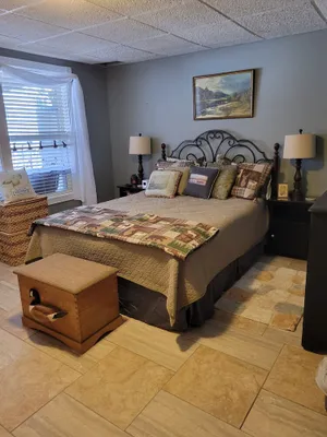 Image of Private Room and Living Room on Beautiful Lakefront Getaway