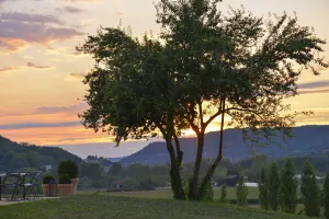 Image of 5* listed property Panoramic view of the 4 Châteaux, swimming pool and petanque area