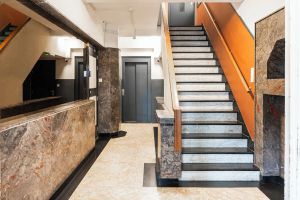 Image of Unique apartment with private kitchen and bathroom inspired by the art of Bart van der Leck.