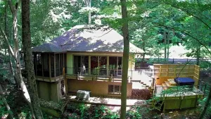 Image of Satori Cottage---uber private, stream side, meditative 2 BR, 2 BA getaway!