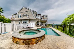 Image of Exquisite oceanfront home with pool, pool spa, balcony, kayaks, & W\/D