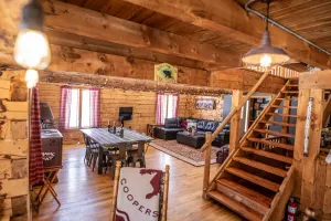 Image of Huge yet cozy log cabin, nestled conveniently off the beaten path. Peaceful!