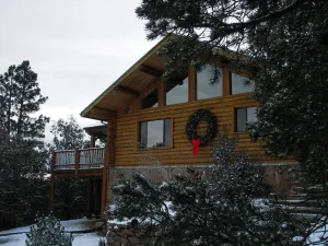 Image of Spa style log cabin retreat on Sandia Mountain