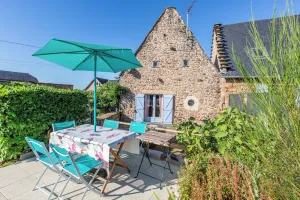 Image of Typical thatched cottage of stone within landscapes of Corrèze