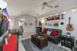 Image of Cozy 4\/2, on ⭐ Beautiful Lake, 🧡 Hot Tub, 😎 Chill Patio & 🎮 Game\/Bunk Room!