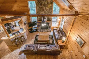 Image of Deluxe Family Cabin | 26ft Wood Ceilings | Hot Tub | Game Room | PET FRIENDLY