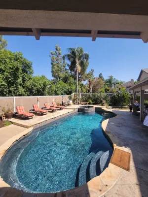 Image of Great backyard with built in BBQ and private pool and spa.
