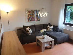Image of Andina's apartment, central and right on the forest