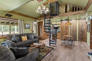Image of Jim Thorpe Rustic Cabin With Hot Tub, EV Charger, BBQ Grill & Outdoor Games!